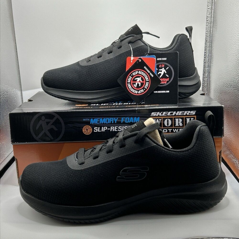 Skechers Slip Resistant Work Shoes Men 7.5 Ultra Flex Daxlin Black NEW